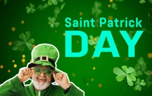 Man Celebrating 'Sant Patrick's Day' wearing Green Cloths Hat and Goggles