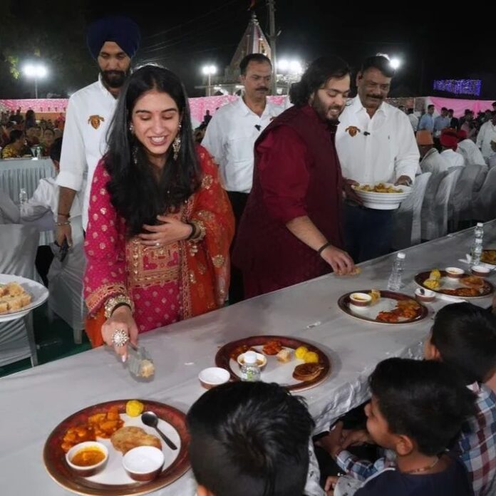 anant ambani and radhika merchant serving food in pre wedding function